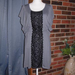 6 Degrees Gray Black Lace Mini Dress L